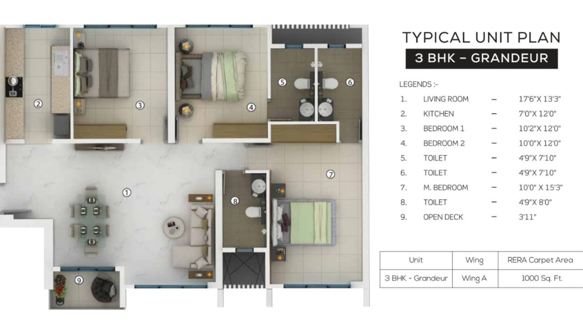 Purva-Clermont-Floor-Plan-3-BHK-Grandeur-1000-sqft