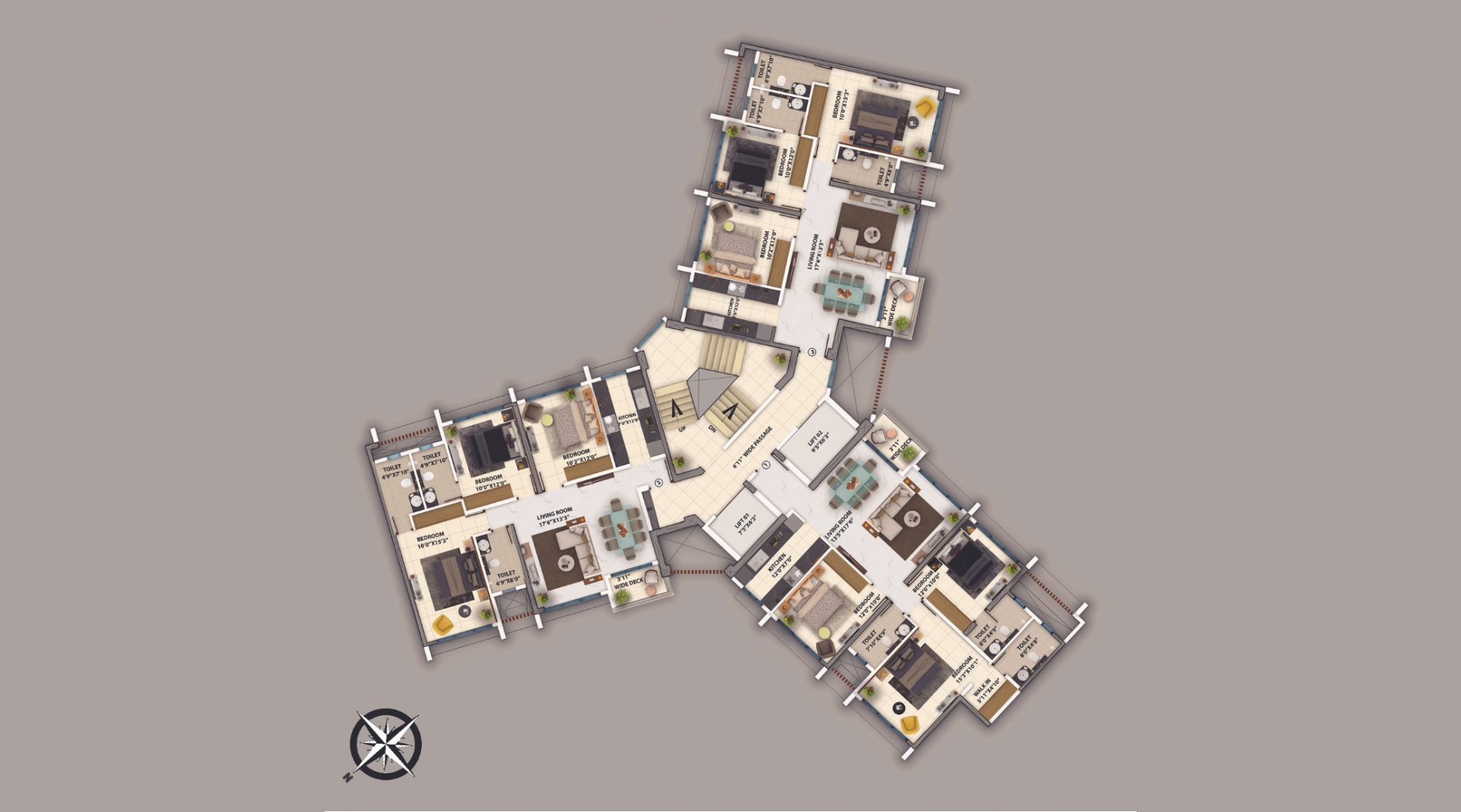 Purva-Clermont-Floor-Plan-A-wing-1st-to-17th-Floor